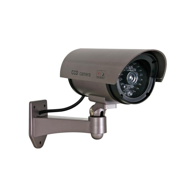 Fausse caméra de surveillance de type bullet avec lumière DEL rouge  clignotante - Couleurs variées